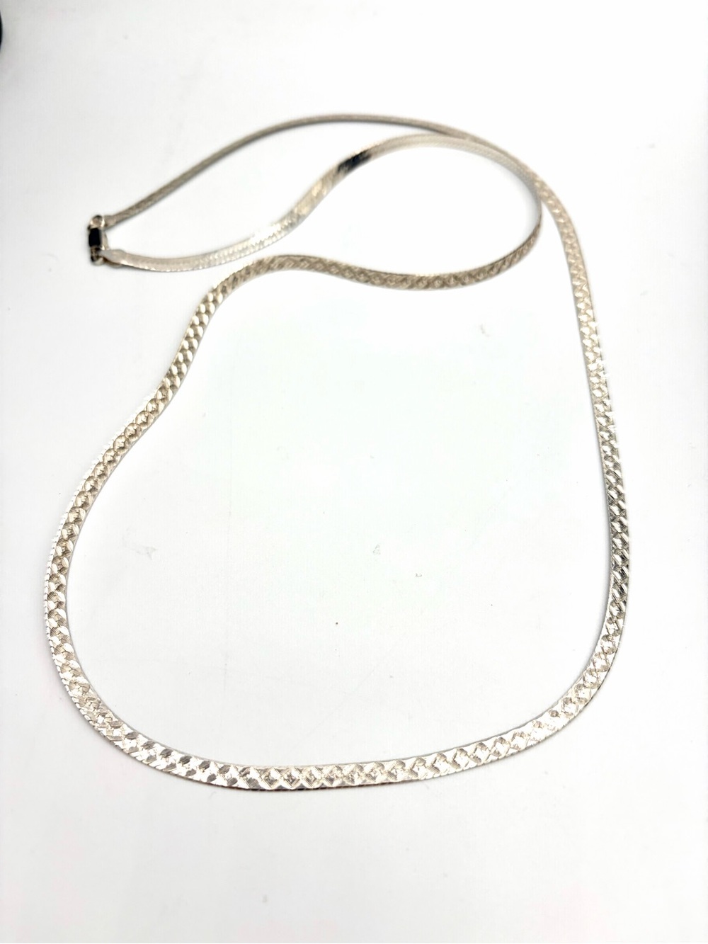 Milor Italy Sterling Silver Double Sided Reversible Herringbone Necklace, 28”